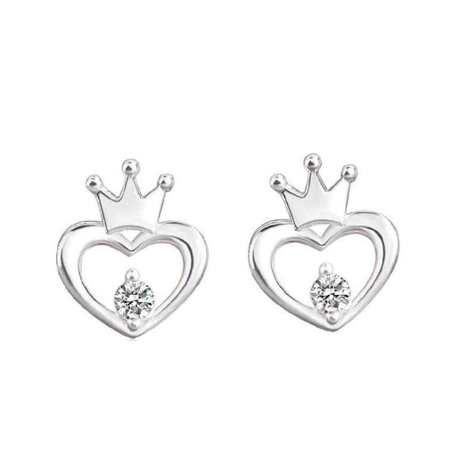 Crown Stud Earrings With A CZ Stone