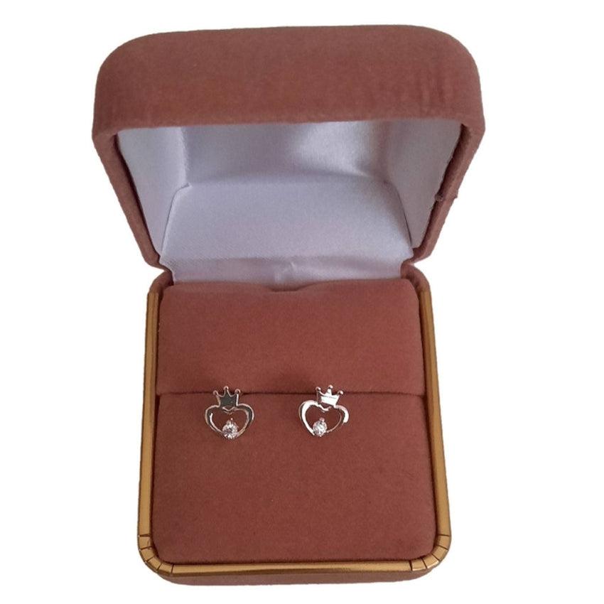 Crown Stud Earrings With A CZ Stone