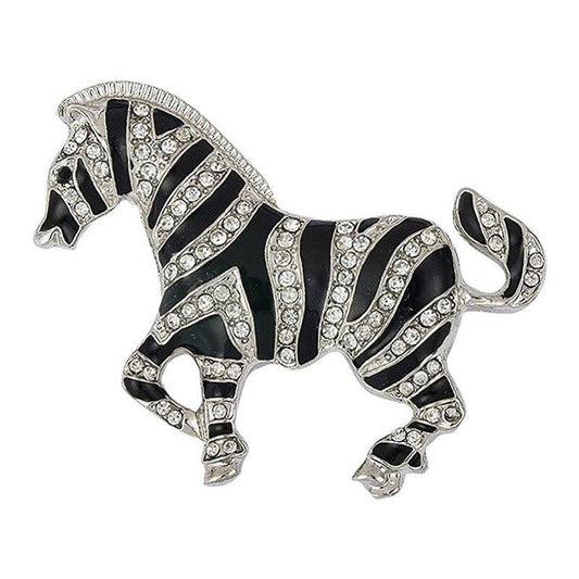 Crystal Black And White Zebra Brooch