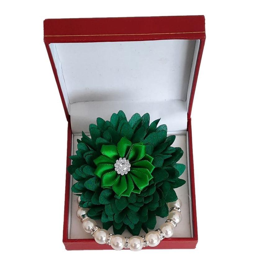 Crystal Bracelet Green Flower Wrist Corsage