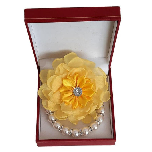 Crystal Bracelet Yellow Flower Wrist Corsage