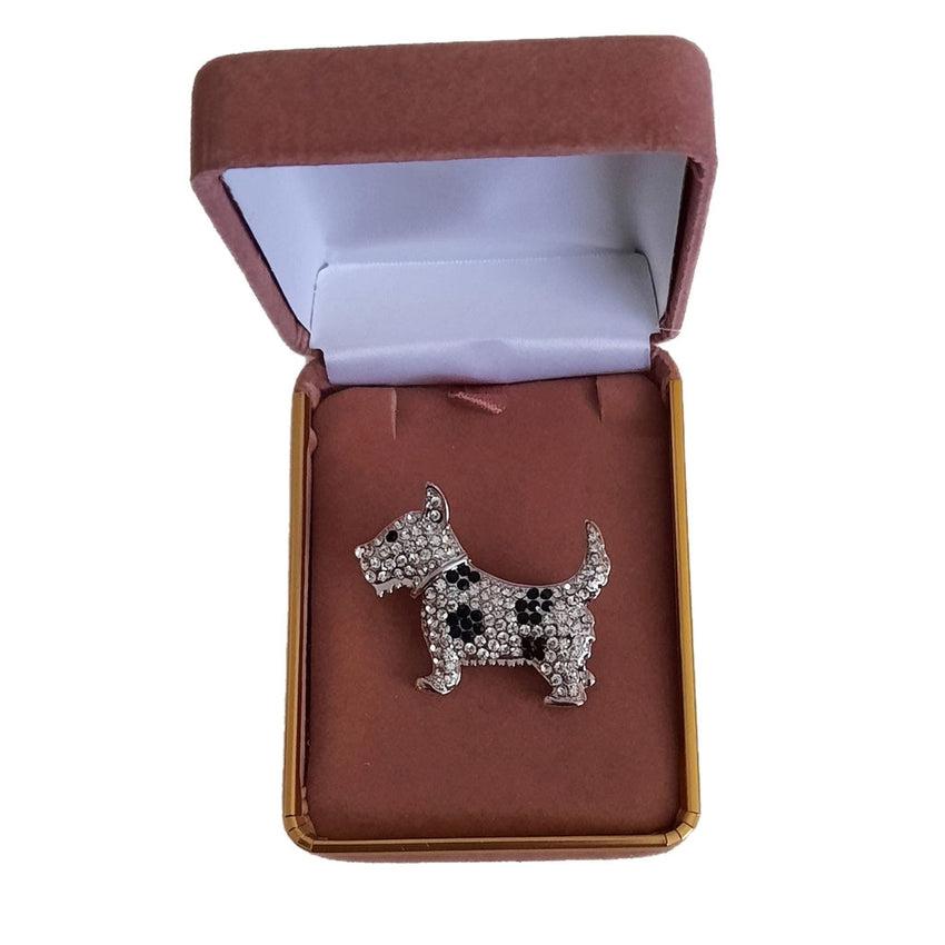 Crystal Dog Brooch