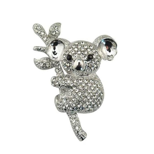 Crystal Koala On A Branch Brooch