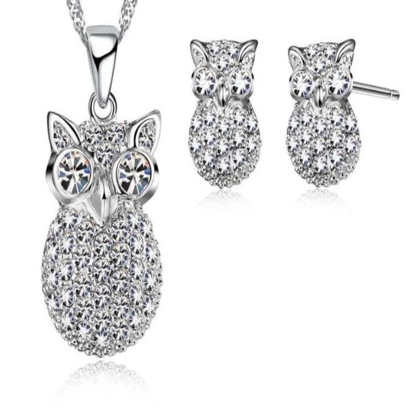 Crystal Matching Owl Jewellery Set