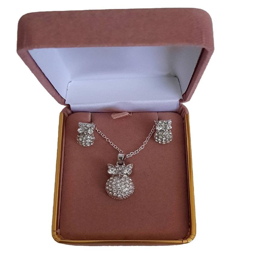 Crystal Matching Owl Jewellery Set