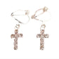 Crystal Square Cross Clip On Earrings