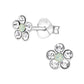 Crystal Stone Small Silver Flower Earrings