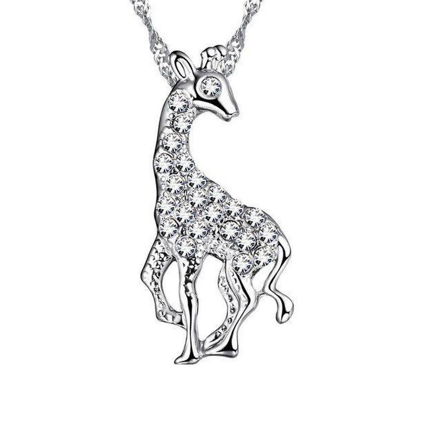 Crystal Stone Standing Giraffe Pendant