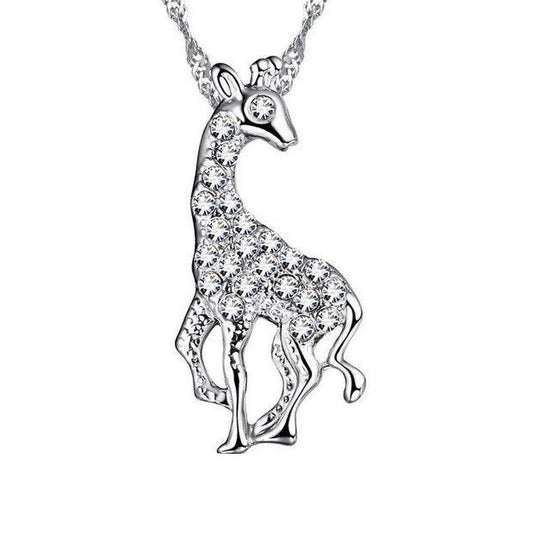 Crystal Stone Standing Giraffe Pendant