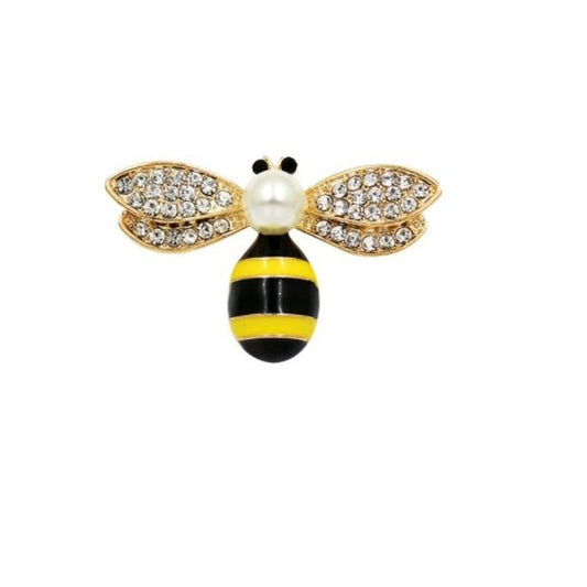 Crystal Wing Bee Brooch With Pearl