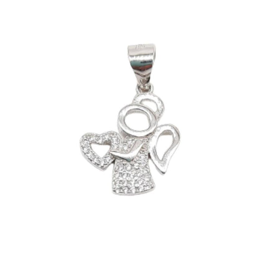Cubic Zirconia Angel Holding a Heart Pendant