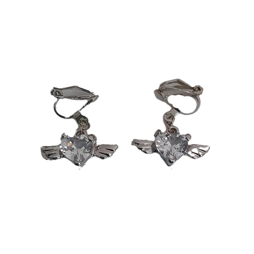 Cubic Zirconia Angel Wings Clip On Earrings