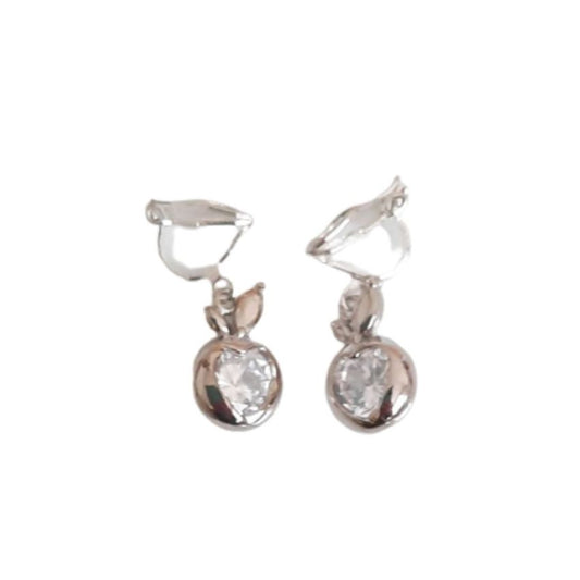 Cubic Zirconia Apple Clip On Earrings