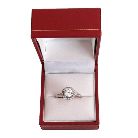 Cubic Zirconia Centre Round Stone Ring With Stone Shoulders