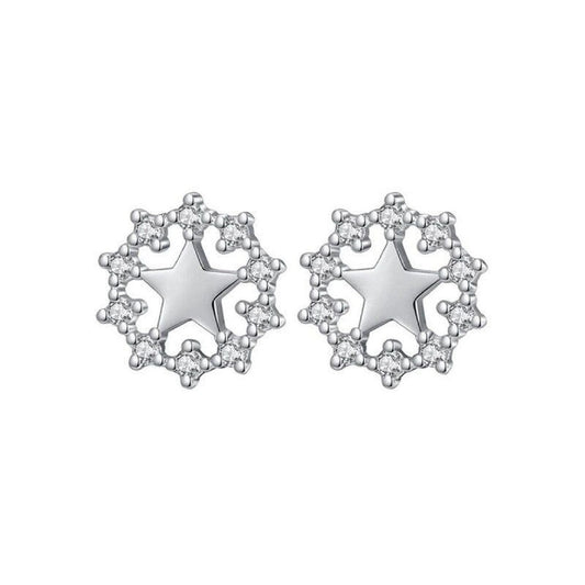 Cubic Zirconia Centre Silver Star Earrings