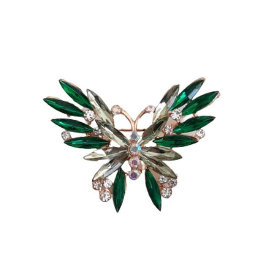 Cubic Zirconia Green Butterfly Brooch