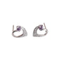 Cubic Zirconia Heart Amethyst Stone Silver Earrings