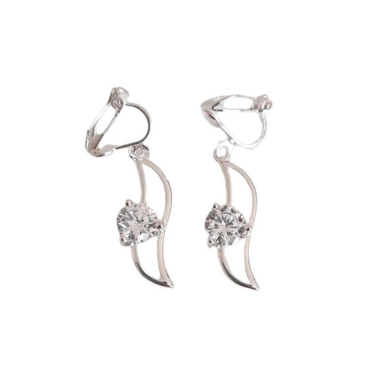 Cubic Zirconia Open Centre Silver Clip On Earrings