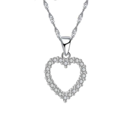 Cubic Zirconia Open Heart Pretty Pendant