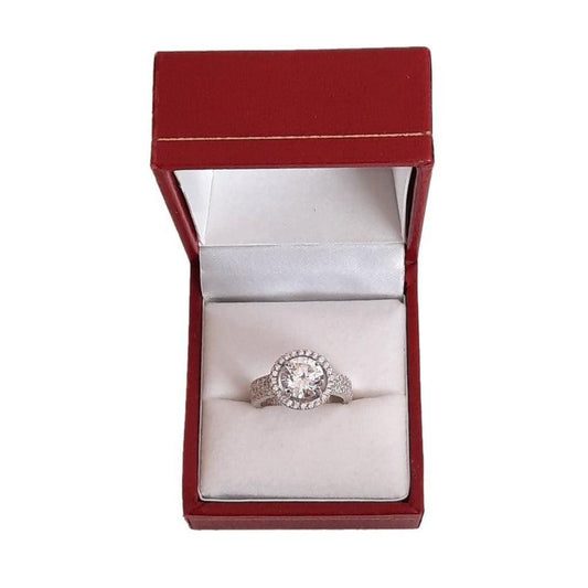 Cubic Zirconia Ring With a Round Centre Stone And a CZ Set Band
