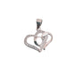 Cubic Zirconia Set Double Heart Entwined Sterling Silver Pendant