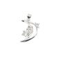 Cubic Zirconia Set Moon And Stars Silver Pendant