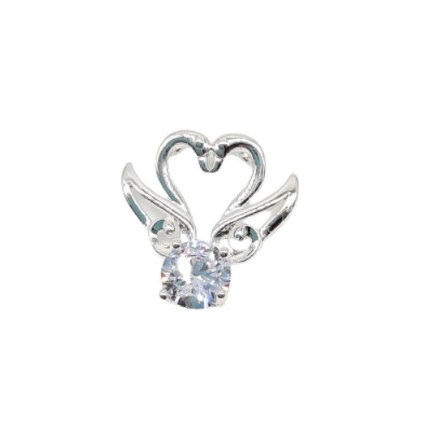 Cubic Zirconia Set Two Graceful Swans Silver Necklace