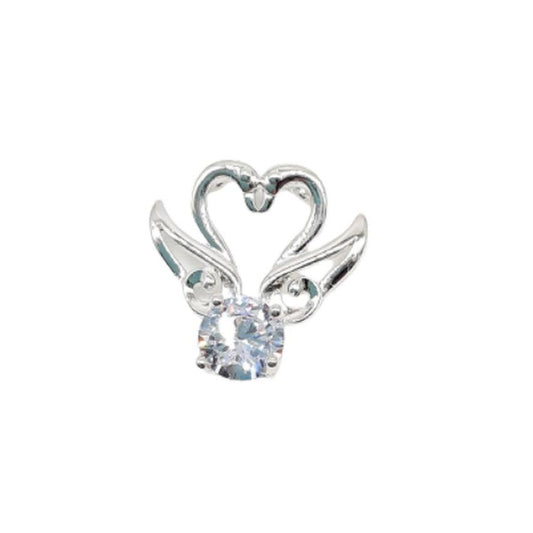 Cubic Zirconia Set Two Graceful Swans Silver Necklace