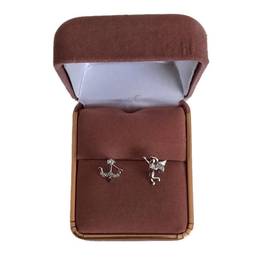 Cubic Zirconia Silver Cupid Earrings