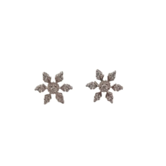 Cubic Zirconia Silver Snowflake Earrings