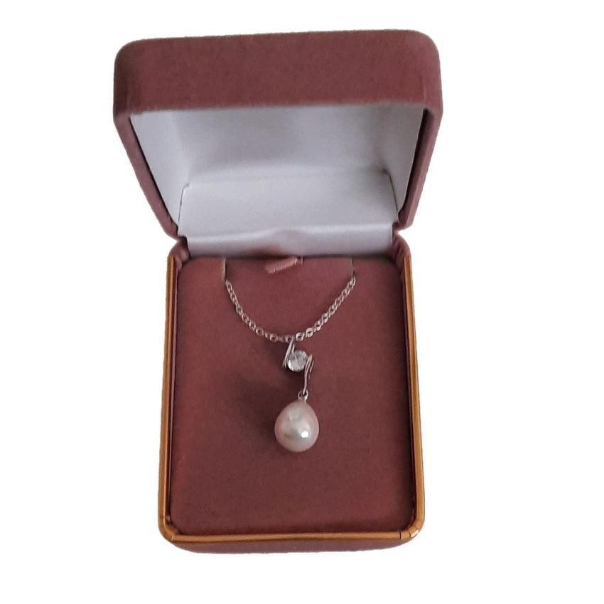 Cubic Zirconia Single Stone Top Pearl Pendant