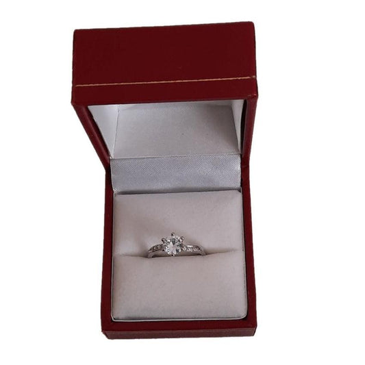 Cubic Zirconia Solitaire Centre Band Ring