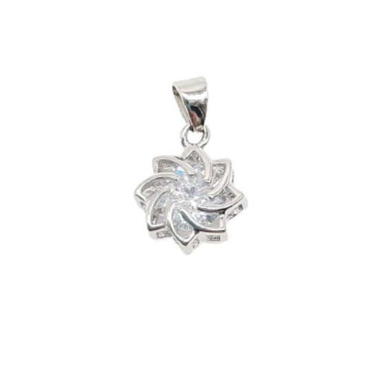 Cubic Zirconia Solitaire Stone Woven Star Silver Pendant