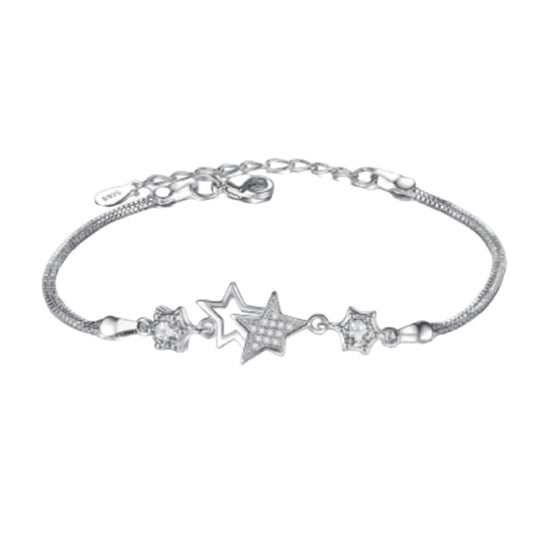 Cubic Zirconia Stars Silver Bracelet