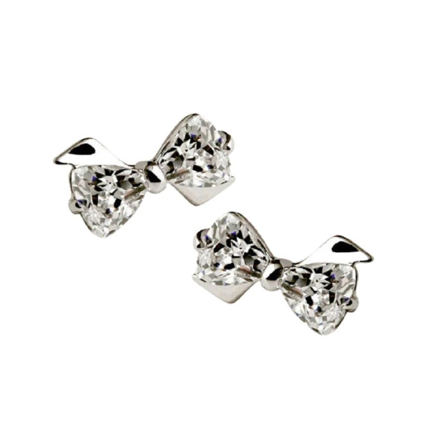 Cubic Zirconia Stone Bow Design Earrings