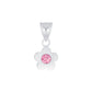 Cubic Zirconia Pink Flower Silver Necklace