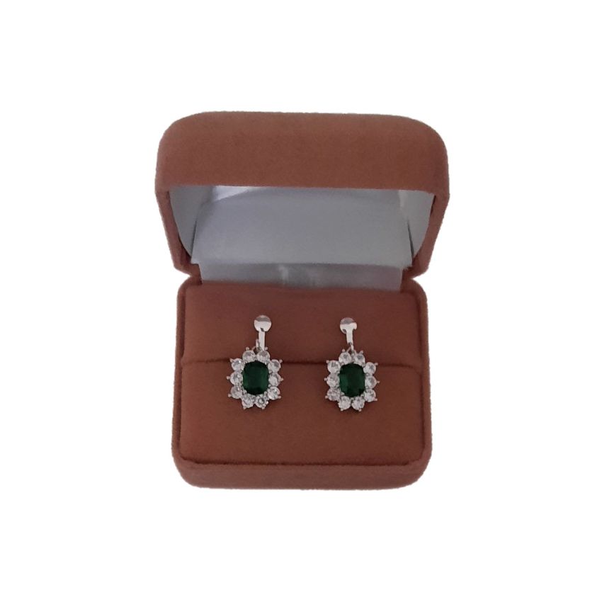 Cushion Surround Green Stone Clip On Earrings(2)