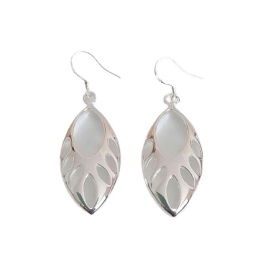 Cut Out Silver Leaf Effect Earrings On Silver Hook Stem