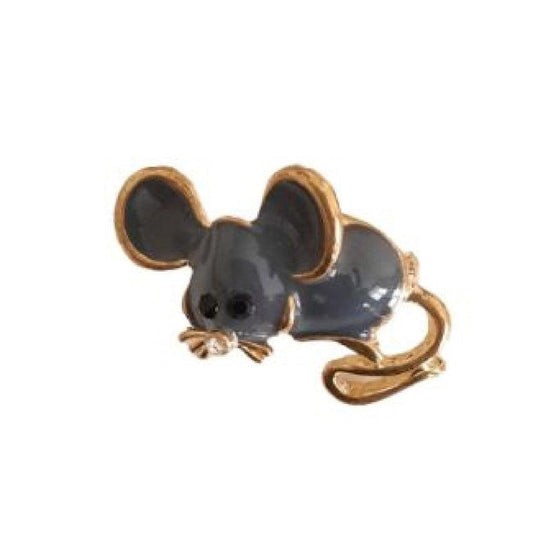 Cute Black And Gold Mouse Brooch