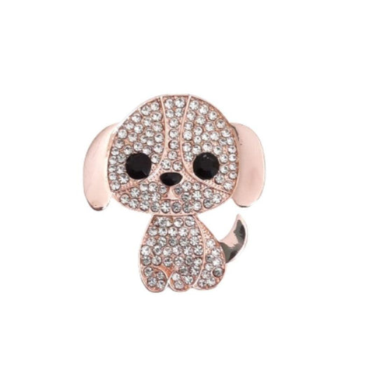 Cute Crystal Dog Brooch