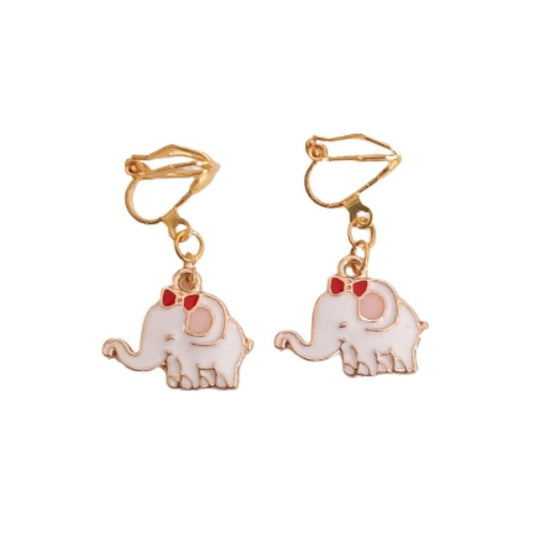 Cute Elephant Clip On Earrings