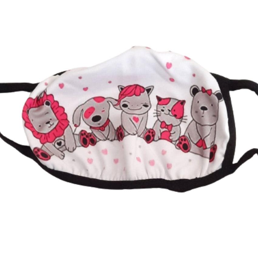 Cute Pink And Grey Animal Face Mask
