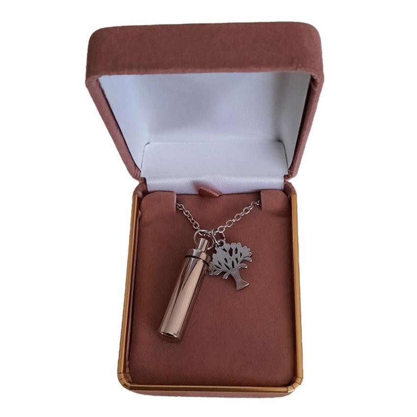 Cylinder With Tree Charm Cremation Ashes Locket
