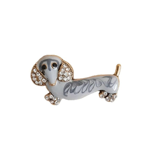 Dachshund Crystal Dog Brooch