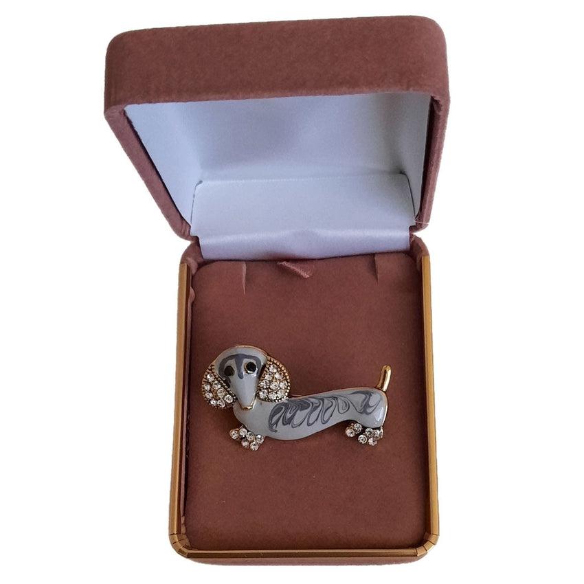 Dachshund Crystal Dog Brooch