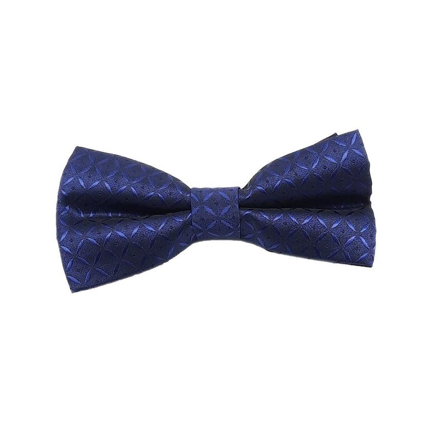 Dark Blue Criss Cross Pattern Bow Tie