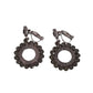 Dark Green Circle Surround Clip On Earrings