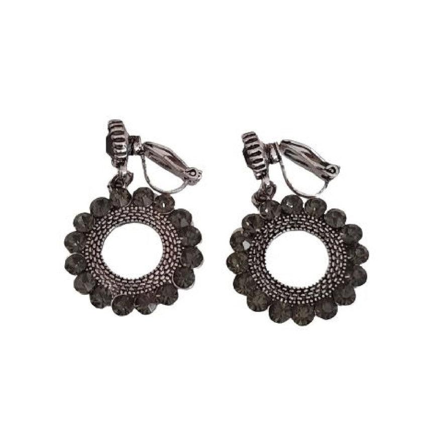 Dark Green Circle Surround Clip On Earrings