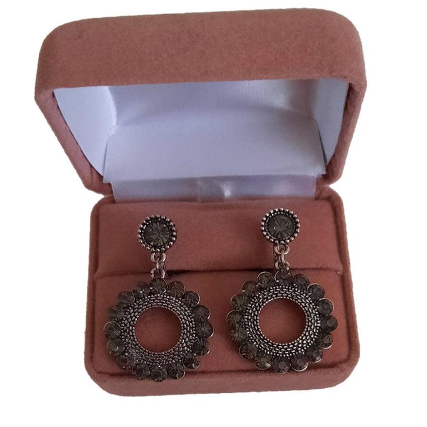 Dark Green Circle Surround Clip On Earrings