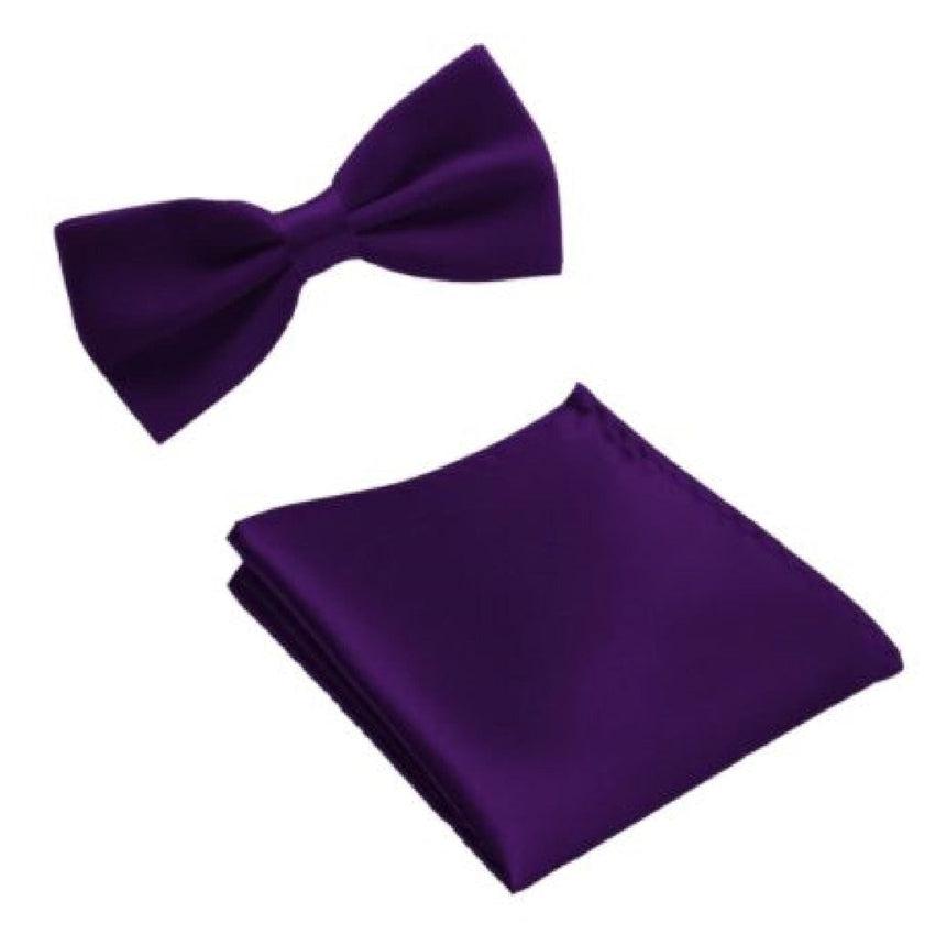 Dark Purple Dickie Bow Tie And Hanky Set